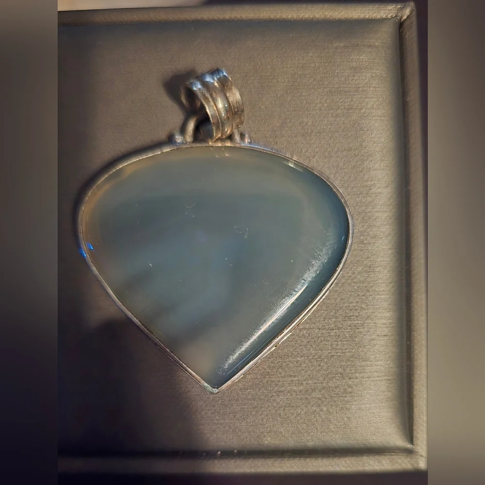 Beautiful Agate Stone Pendant in Heavy 925 Sterling Silver Setting w/ Large Bale - Picture 4 of 4